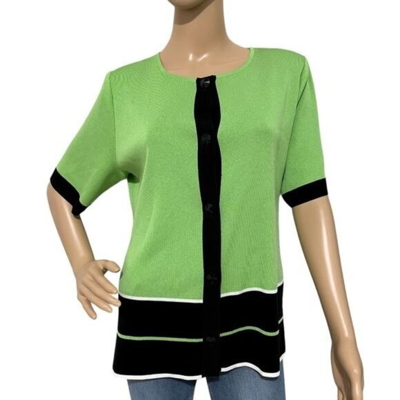 Exclusively MISOOK Colorblock Acrylic Short Sleeves Top Size M - Picture 1 of 10